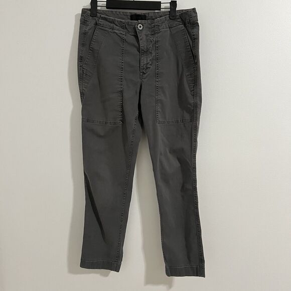 J. Crew Front Pocket Cargo Chino Pants Size 8 Gray Grunge Casual Gorp Y2K Cotton - Picture 1 of 9
